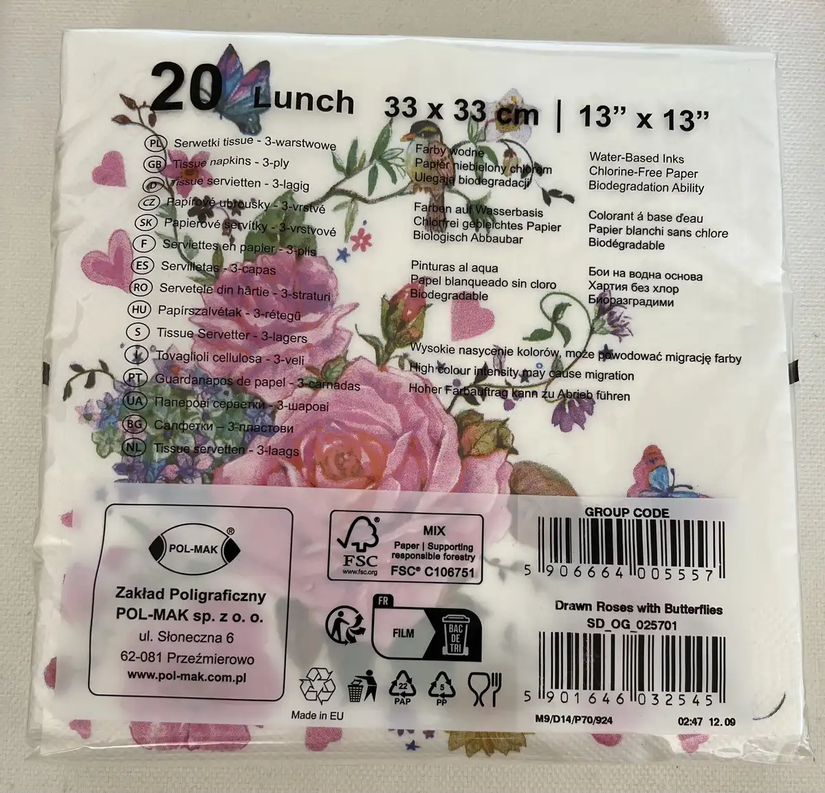 Produkt billede: Blomster serviet - S.B.297