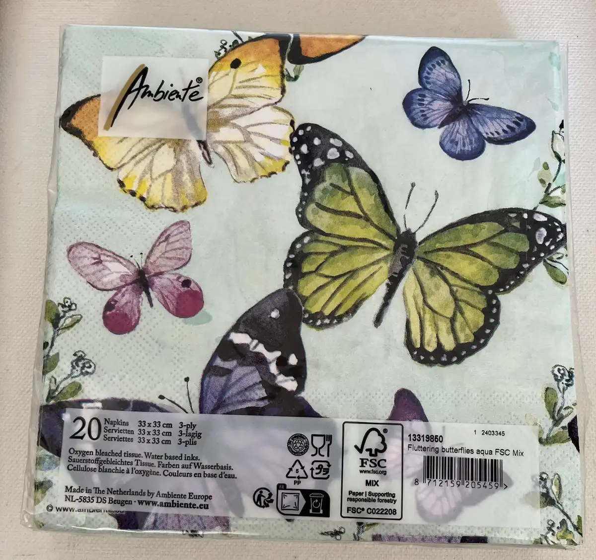 Produkt billede: Sommerfugle serviet - 146