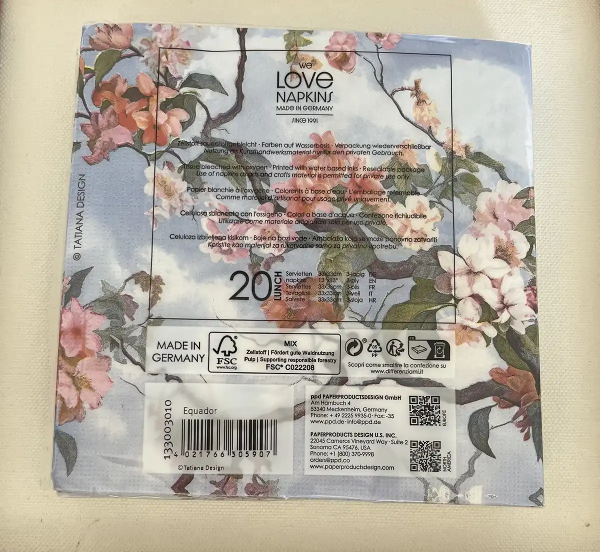 Produkt billede: Blomster serviet - S.B.278