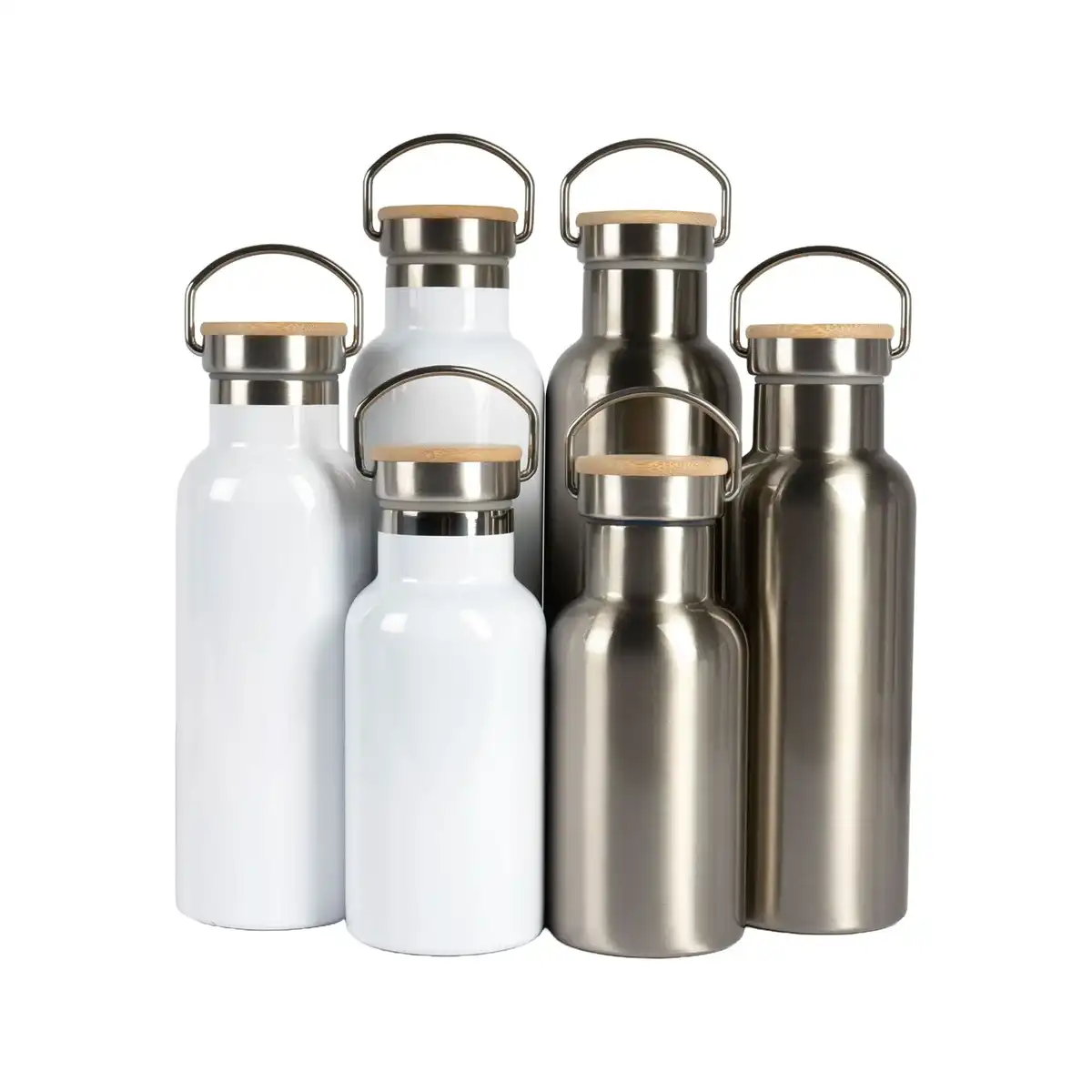 Produkt billede: Stainless steel thermo flaske med bambus låg