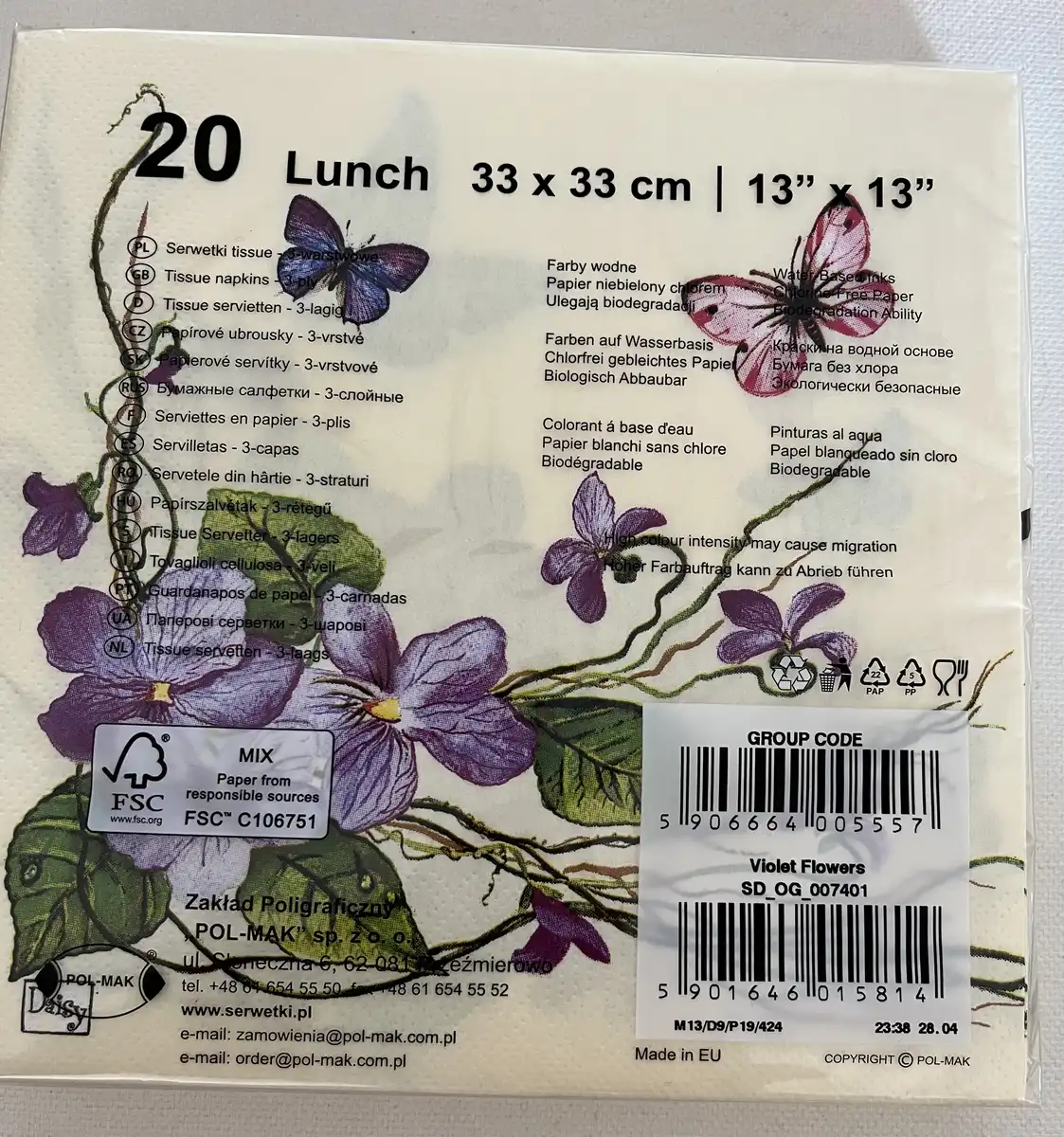 Produkt billede: Blomster serviet - S.B.299