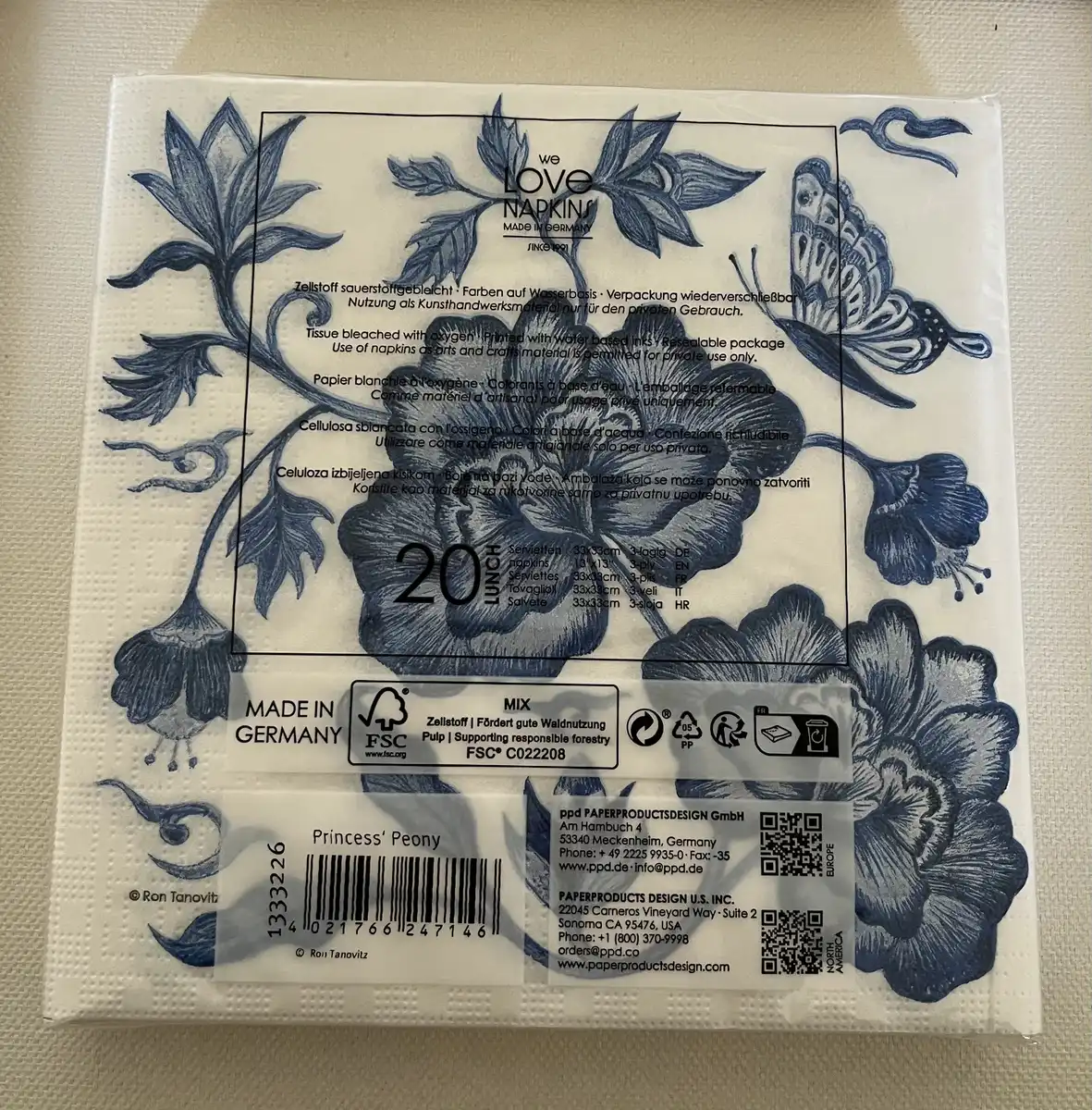 Produkt billede: Serviet med blomstermotiv S.B.138