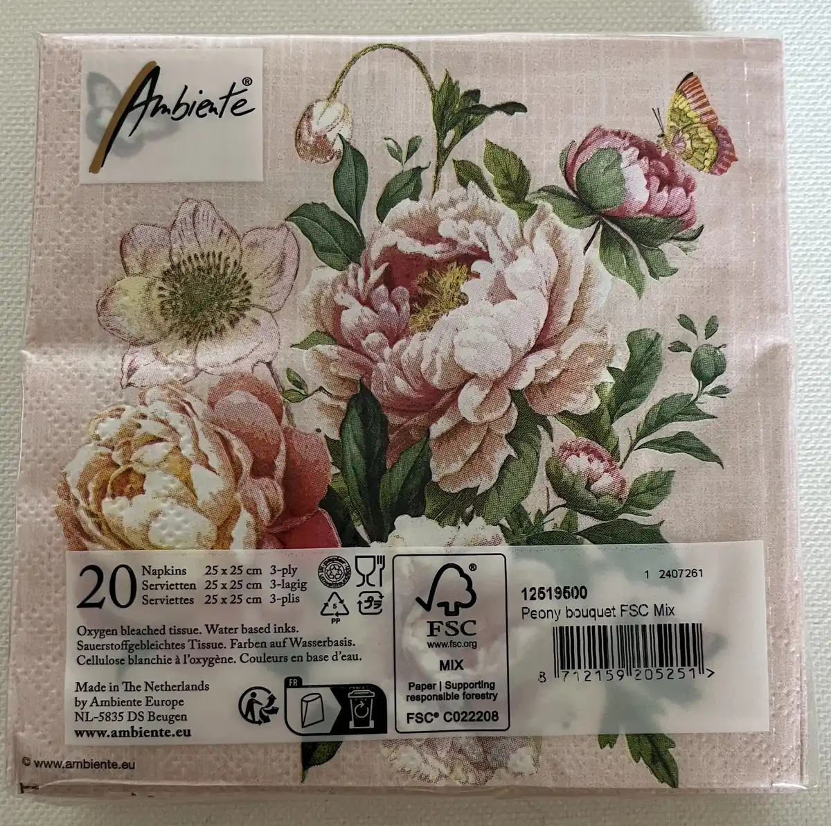Produkt billede: Blomster serviet - 301