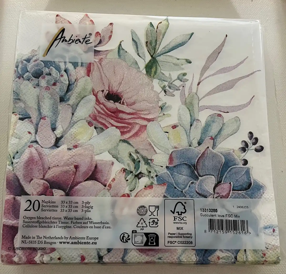 Produkt billede: Blomster serviet - S.B.286